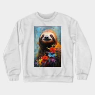 Sloth Portrait Painting Crewneck Sweatshirt